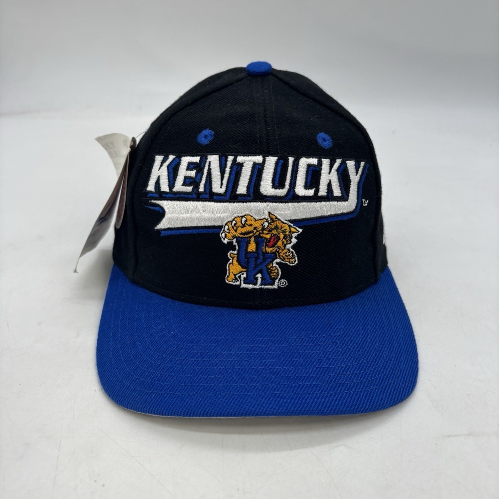 Vintage Kentucky Wildcats Hat Cap SnapBack Black Blue Script Log Athletic NWT